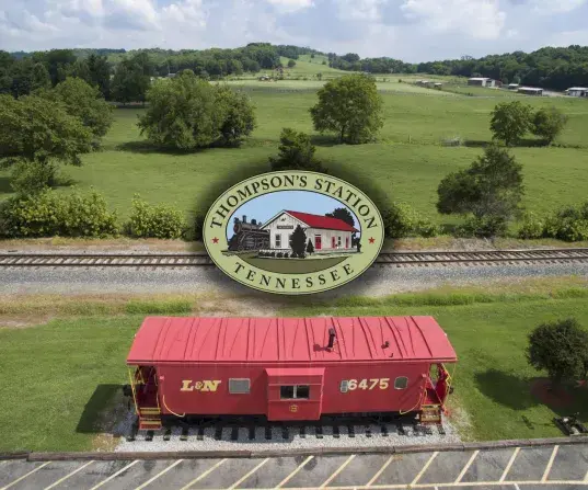 Town logo and caboose