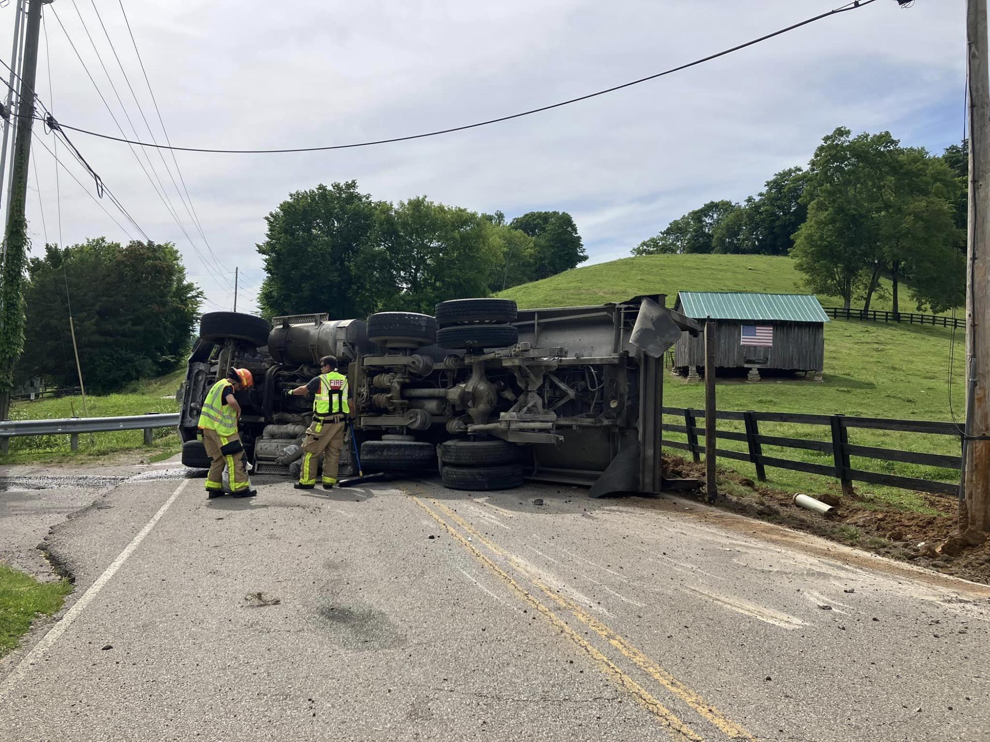 Overturned truck - Photo Credit: Williamson County Fire/Rescue